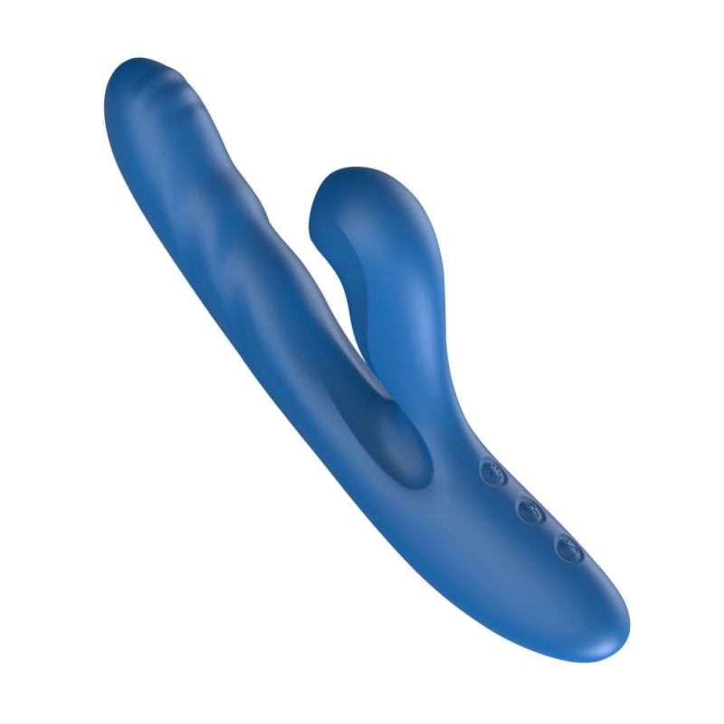 Вибратор-кролик BeYourLover OTTO с вакуумом, подогревом и фрикциями, синий, 22,2 х 3,8 см вид 10