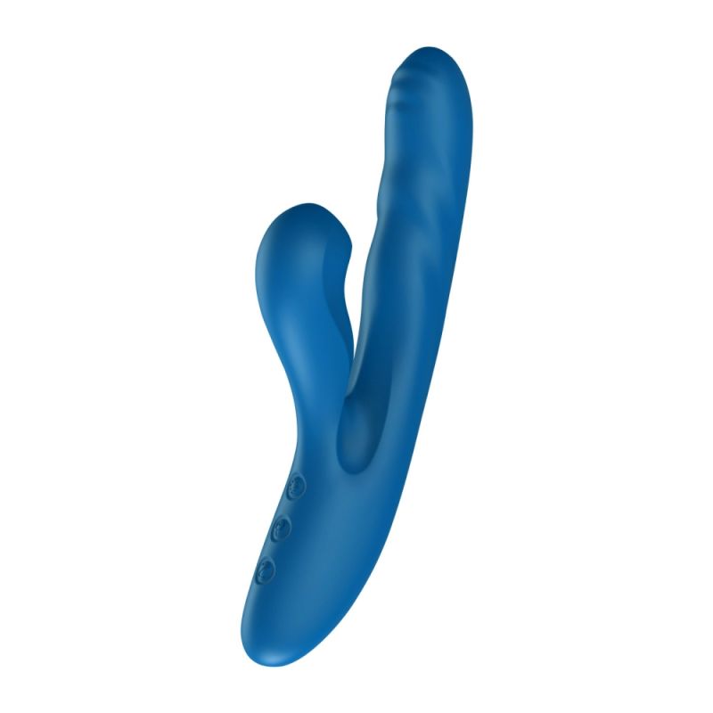 Вибратор-кролик BeYourLover OTTO с вакуумом, подогревом и фрикциями, синий, 22,2 х 3,8 см вид 12
