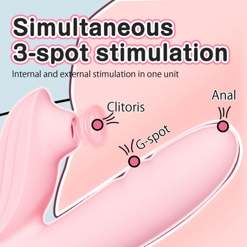 Вибратор-кролик BeYourLover Anita с вакуумом, фрикциями и подогревом, розовый, 22,2 х 8 см вид 3