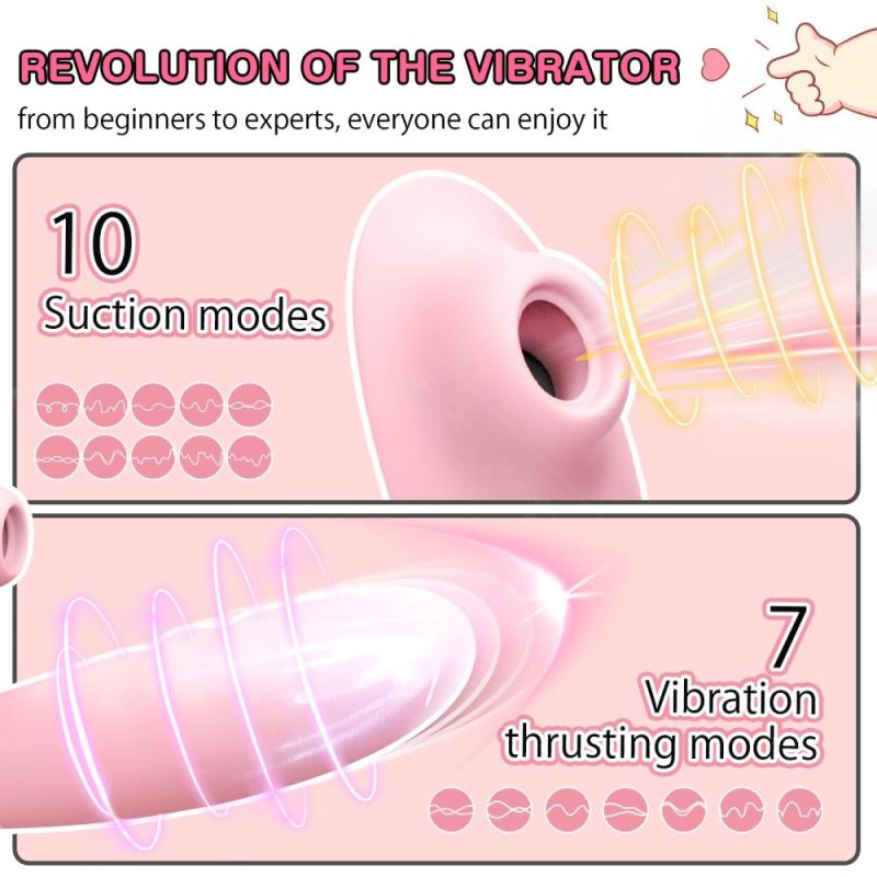 Вибратор-кролик BeYourLover Anita с вакуумом, фрикциями и подогревом, розовый, 22,2 х 8 см вид 4
