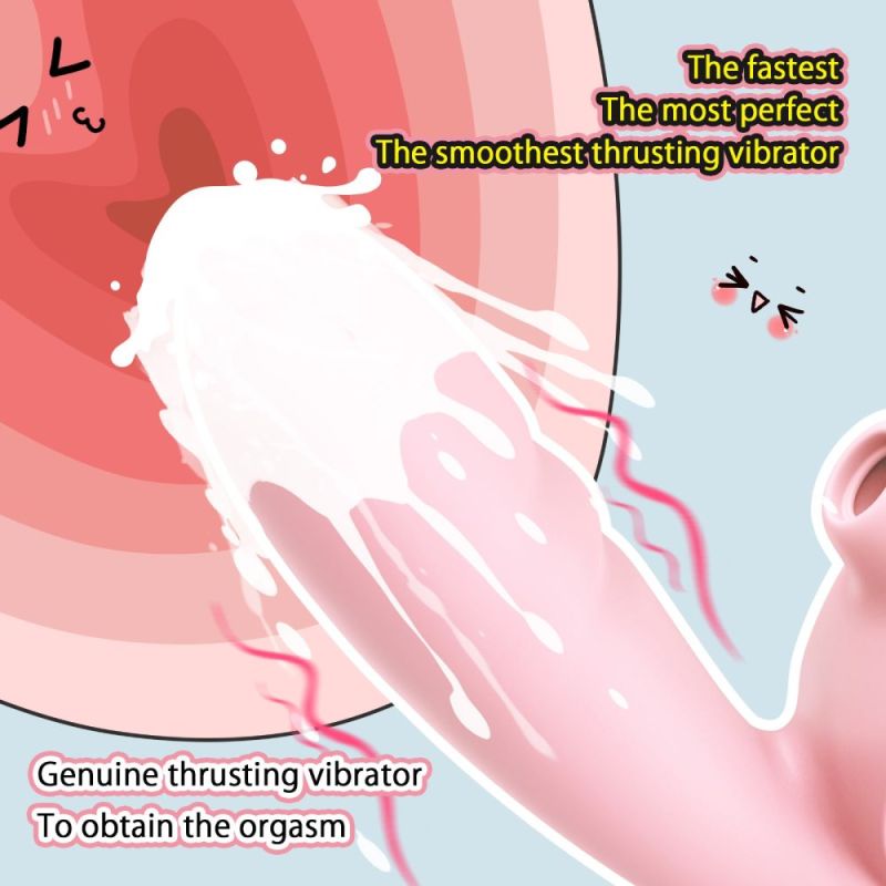 Вибратор-кролик BeYourLover Anita с вакуумом, фрикциями и подогревом, розовый, 22,2 х 8 см вид 5