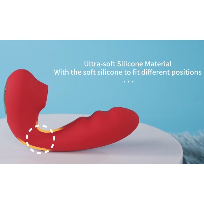 Вібратор для точки G BeYourLover Tara з вакуумною стимуляцією та підігрівом, червоний, 13 × 3,5 см вид 5