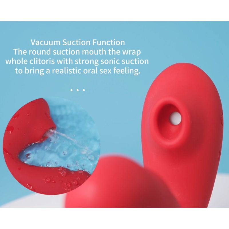 Вібратор для точки G BeYourLover Tara з вакуумною стимуляцією та підігрівом, червоний, 13 × 3,5 см вид 6