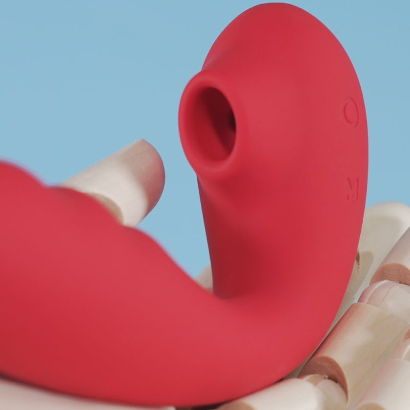 Вібратор для точки G BeYourLover Tara з вакуумною стимуляцією та підігрівом, червоний, 13 × 3,5 см вид 13