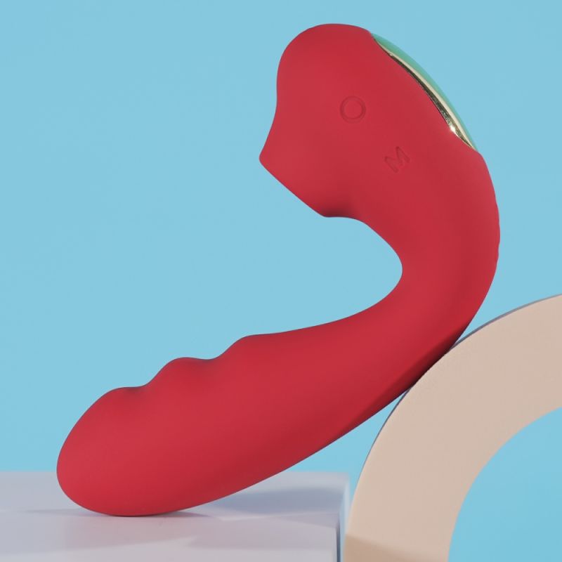 Вибратор для точки G BeYourLover Tara с вакуумной стимуляцией и нагревом, красный, 13 х 3.5 см вид 15