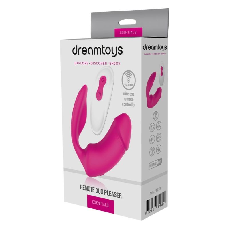 Вагинально-клиторальный вибратор Dream Toys Essentials с пультом, розовый, 9 × 3 см вид 3