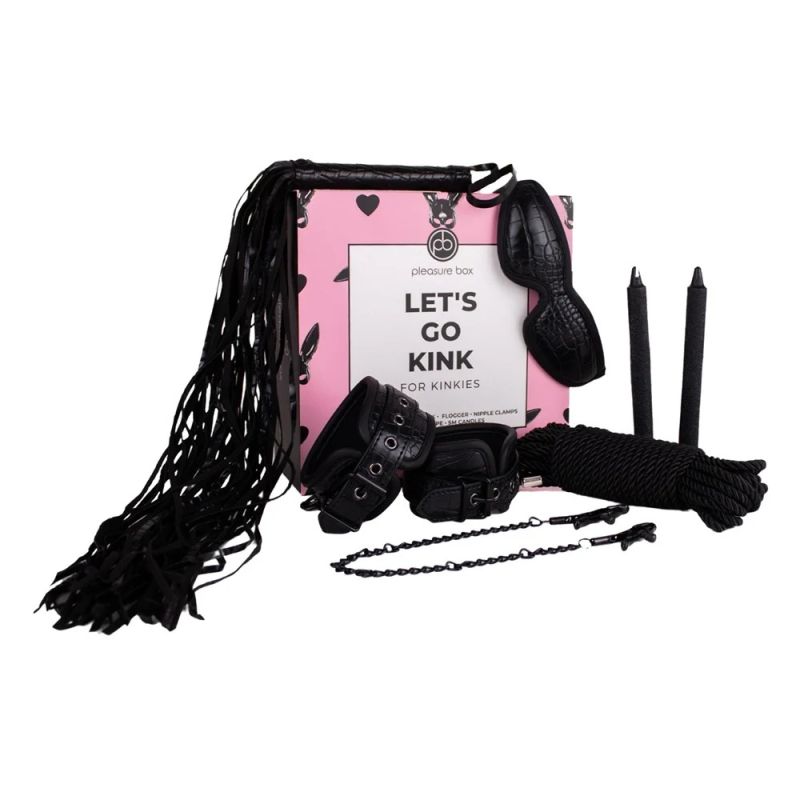 Набір БДСМ Pleasure Box Lets Go Kink: наручники, маска, флогер, затискачі, мотузка, свічки, 7 предметів вид 2