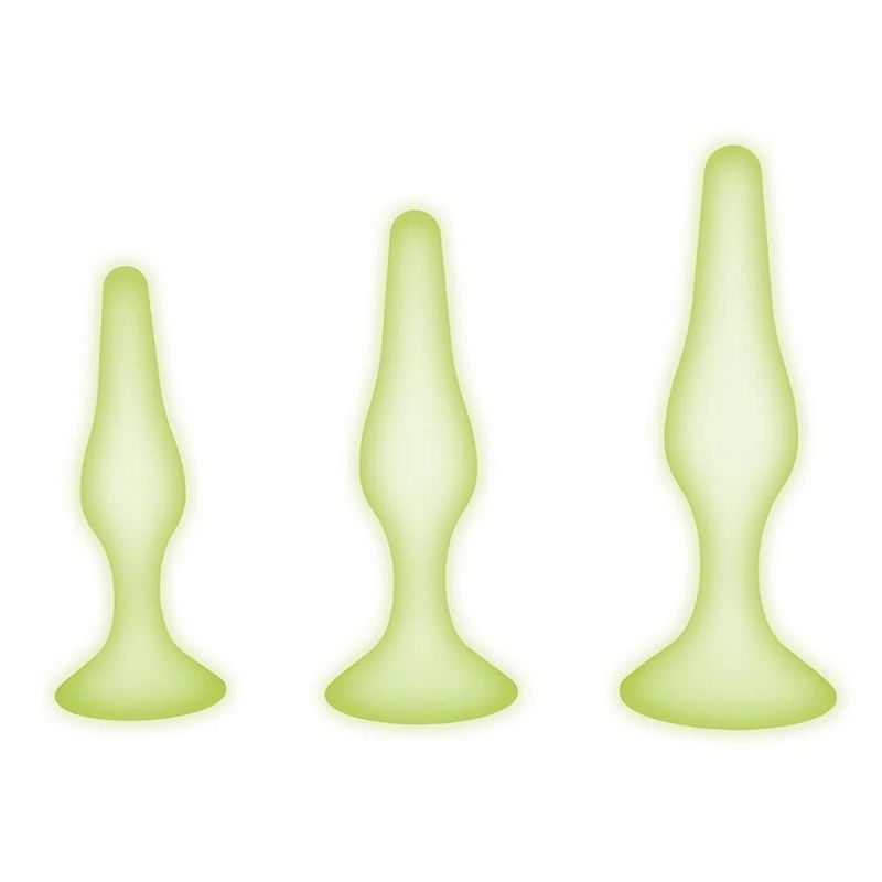 Набір із трьох анальних пробок, розміри S, M, L, Whipsmart GLOW, світяться в темряві, 3 шт. вид 2