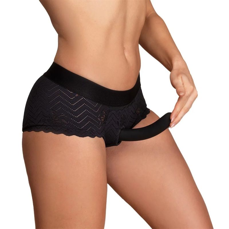 Страпон на кружевных трусиках Dream Toys Bold Phoenix, S, черный, 15,5 × 3 см вид 2