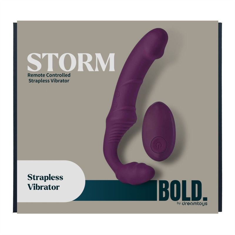Безремінний вібрострапон Dream Toys Storm з пультом дистанційного керування, фіолетовий вид 3