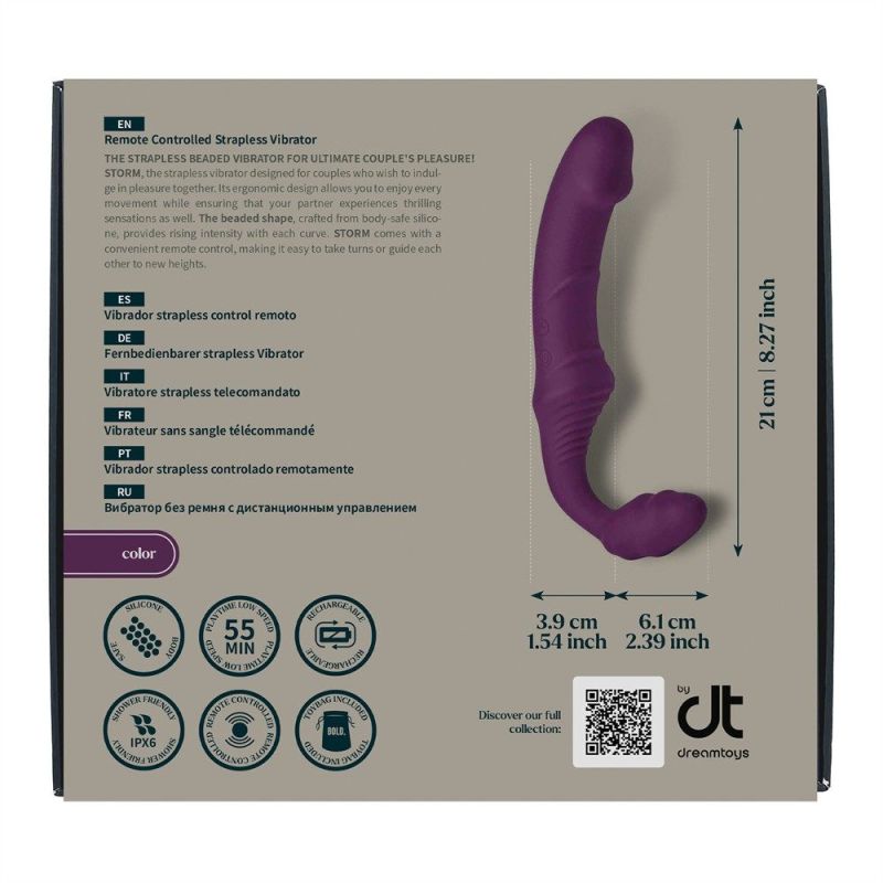 Безремневой вибрострапон Dream Toys Storm с дистанционным пультом, фиолетовый вид 8
