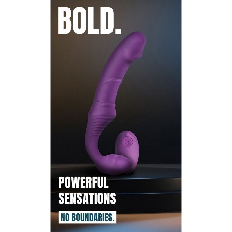 Безремінний вібрострапон Dream Toys Storm з пультом дистанційного керування, фіолетовий вид 13