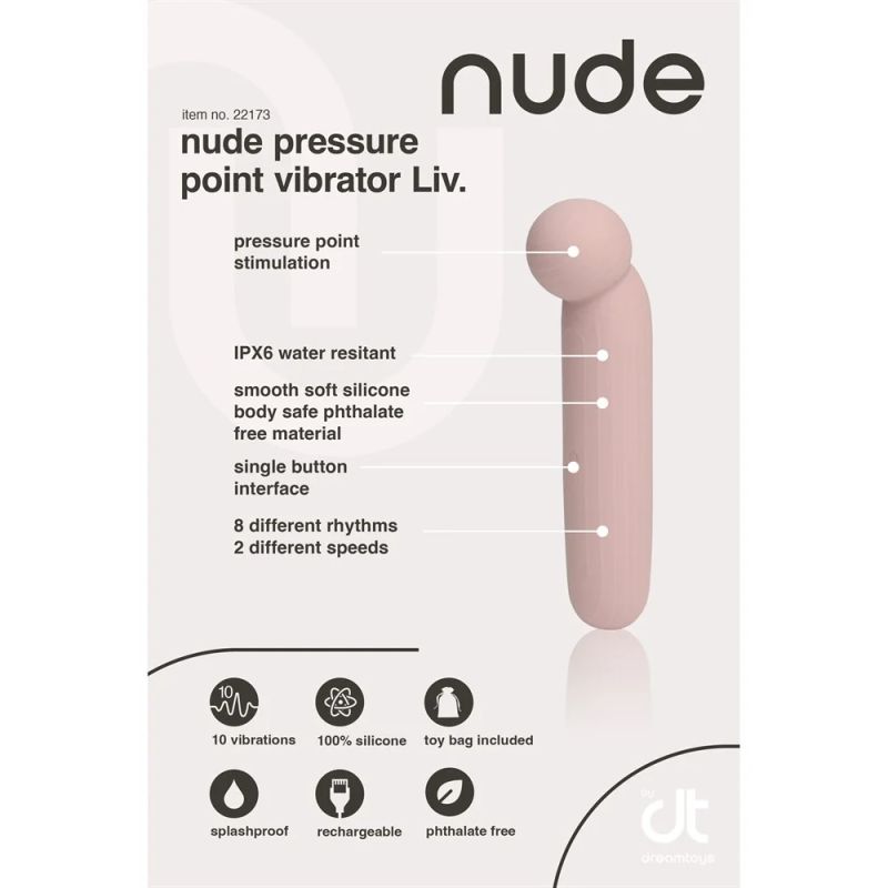 Точечный вибратор NUDE LIV в тревел-формате, розово-бежевый вид 5