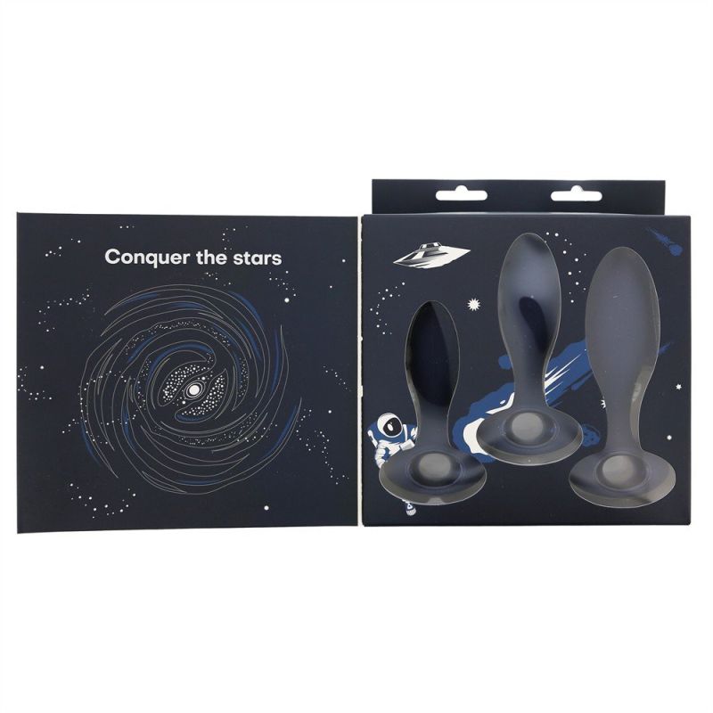 Набор анальных стимуляторов, S, M, L, Dream Toys Startroopers Milky Way, два с вибрацией, синий вид 14