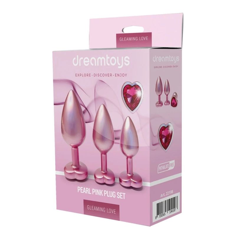 Набір із трьох анальних пробок Dream Toys Gleaming Love, розміри S, M, L, перламутрово-рожевий вид 3
