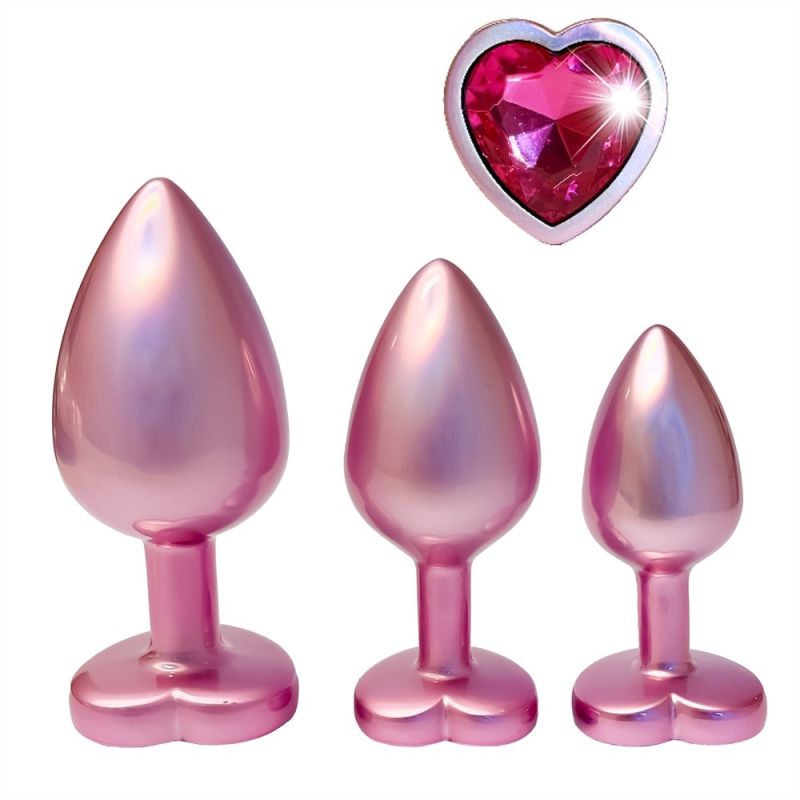 Набір із трьох анальних пробок Dream Toys Gleaming Love, розміри S, M, L, перламутрово-рожевий вид 4