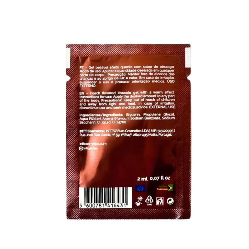 Сашет Съедобный лубрикант INTT Lick Me Peach со вкусом персика с эффектом тепла, 2 мл вид 3
