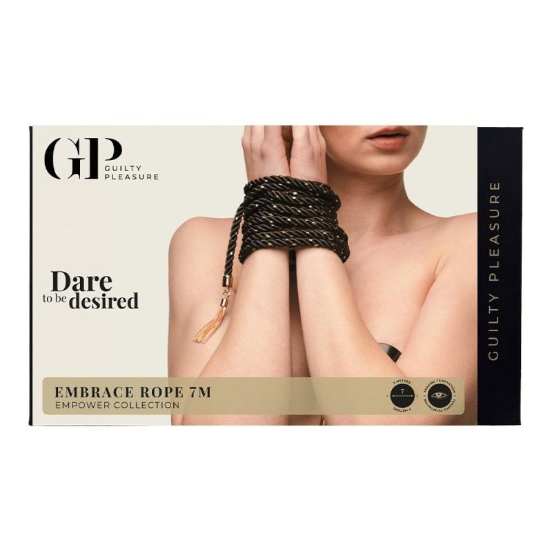 Веревка для связывания Guilty Pleasure Embrace с золотыми кистями и застежкой-ремнем, 7 м вид 3