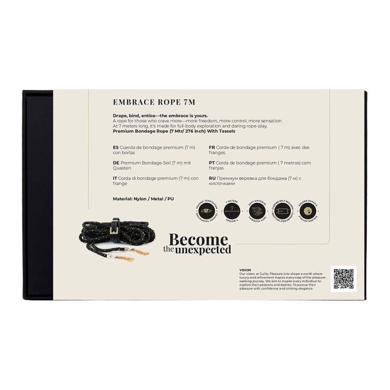 Веревка для связывания Guilty Pleasure Embrace с золотыми кистями и застежкой-ремнем, 7 м вид 8