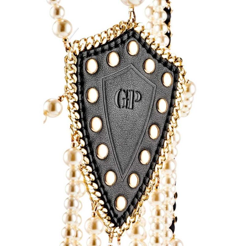 Ошейник с ожерельем из жемчуга BDSM Guilty Pleasure Pearl, 6 рядов, на завязках вид 10