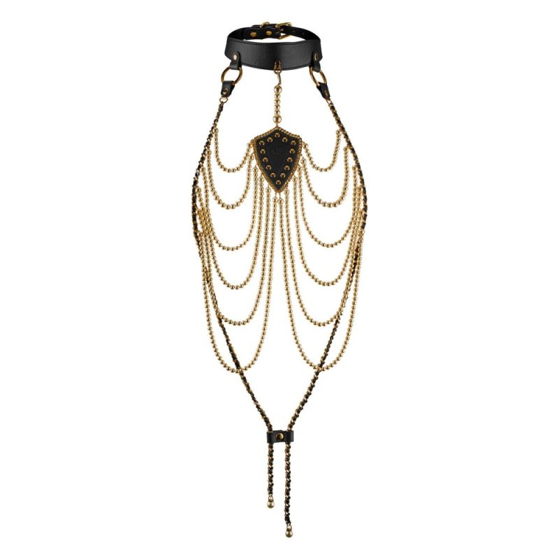 Ошейник с ожерельем из жемчуга BDSM Guilty Pleasure Pearl, 6 рядов, на завязках вид 14