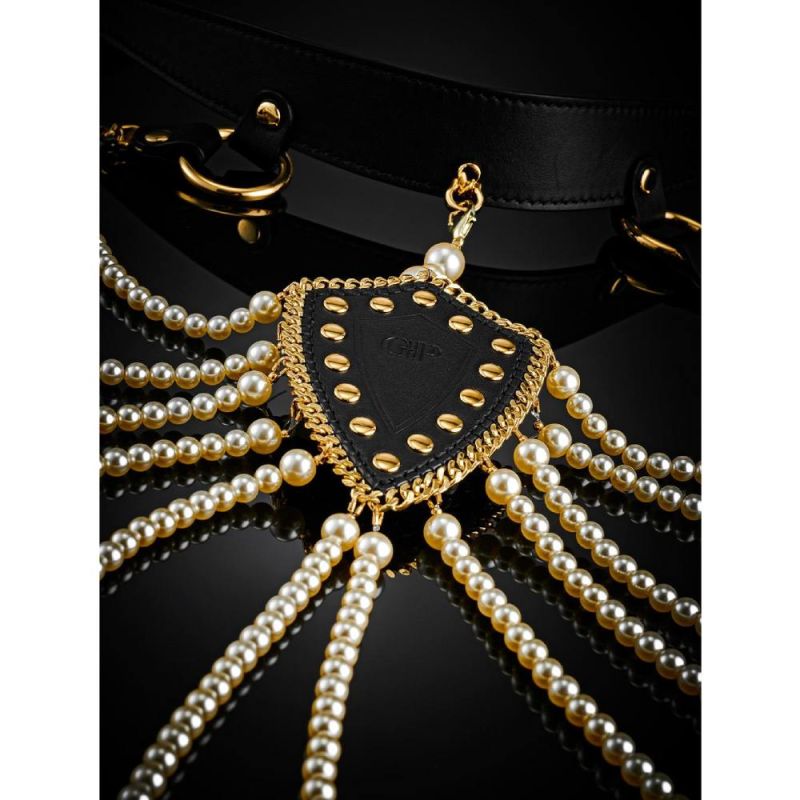 Ошейник с ожерельем из жемчуга BDSM Guilty Pleasure Pearl, 6 рядов, на завязках вид 17