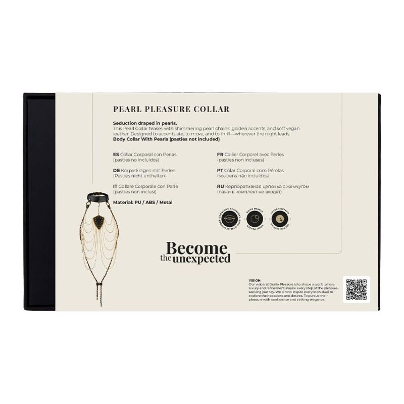 Ошейник с ожерельем из жемчуга BDSM Guilty Pleasure Pearl, 6 рядов, на завязках вид 18