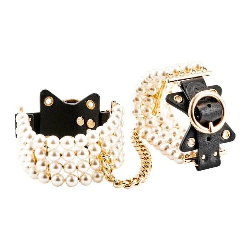 Наручники Guilty Pleasure Allure с жемчугом, черно-золотые вид 2