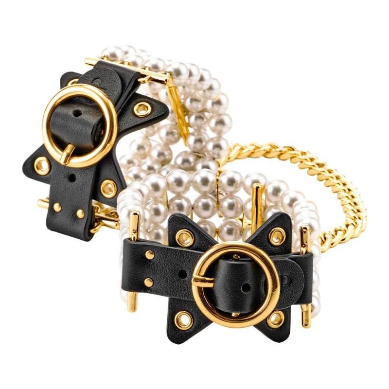 Наручники Guilty Pleasure Allure с жемчугом, черно-золотые вид 4