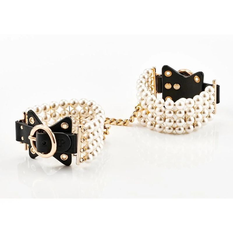 Наручники Guilty Pleasure Allure с жемчугом, черно-золотые вид 7