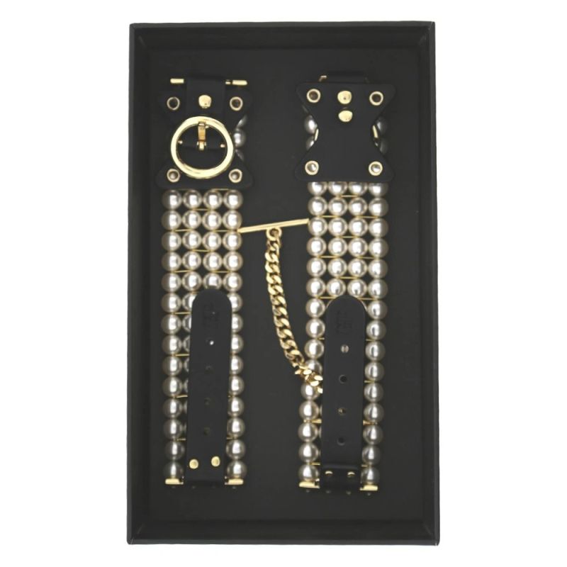 Наручники Guilty Pleasure Allure с жемчугом, черно-золотые вид 10