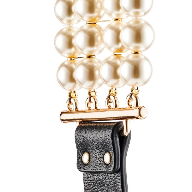 Поводок и ошейник Guilty Pleasure Pearl с жемчугом, черно-золотые вид 5