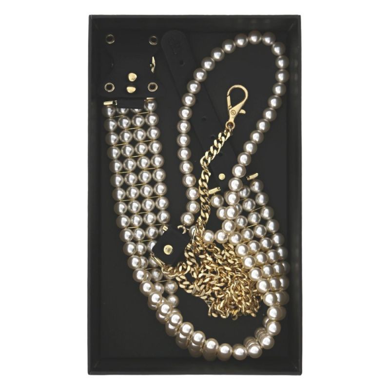 Поводок и ошейник Guilty Pleasure Pearl с жемчугом, черно-золотые вид 9