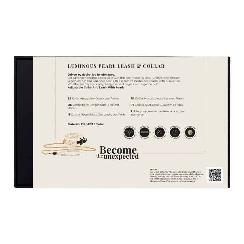 Поводок и ошейник Guilty Pleasure Pearl с жемчугом, черно-золотые вид 10