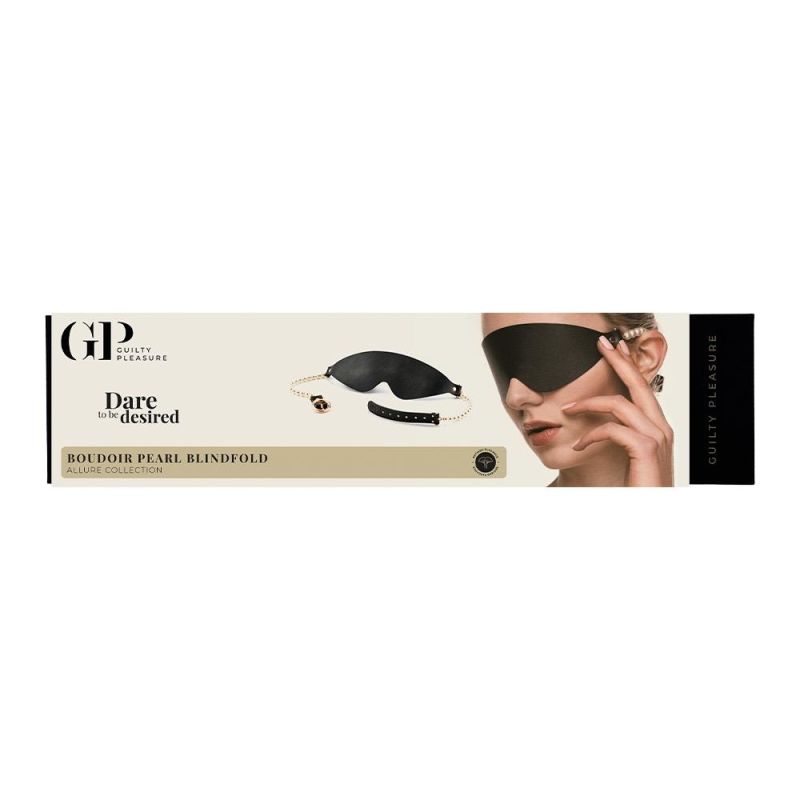 Маска BDSM Boudoir Pearl Blindfold Guilty Pleasure, черно-золотая вид 3