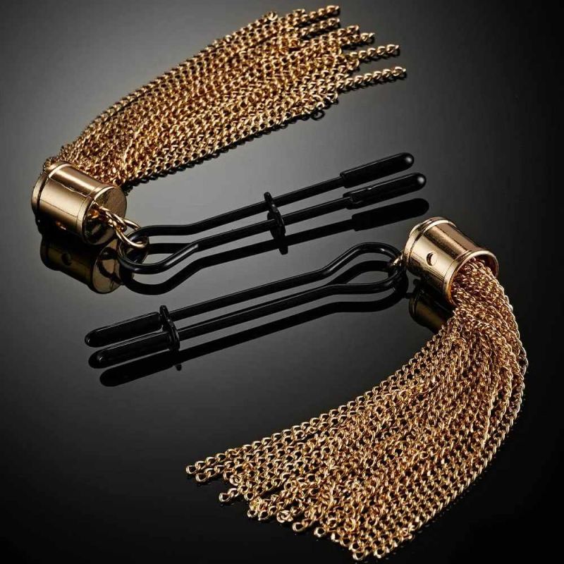 Зажимы для сосков Guilty Pleasure Tassel Tease Clamps, черно-золотые вид 7