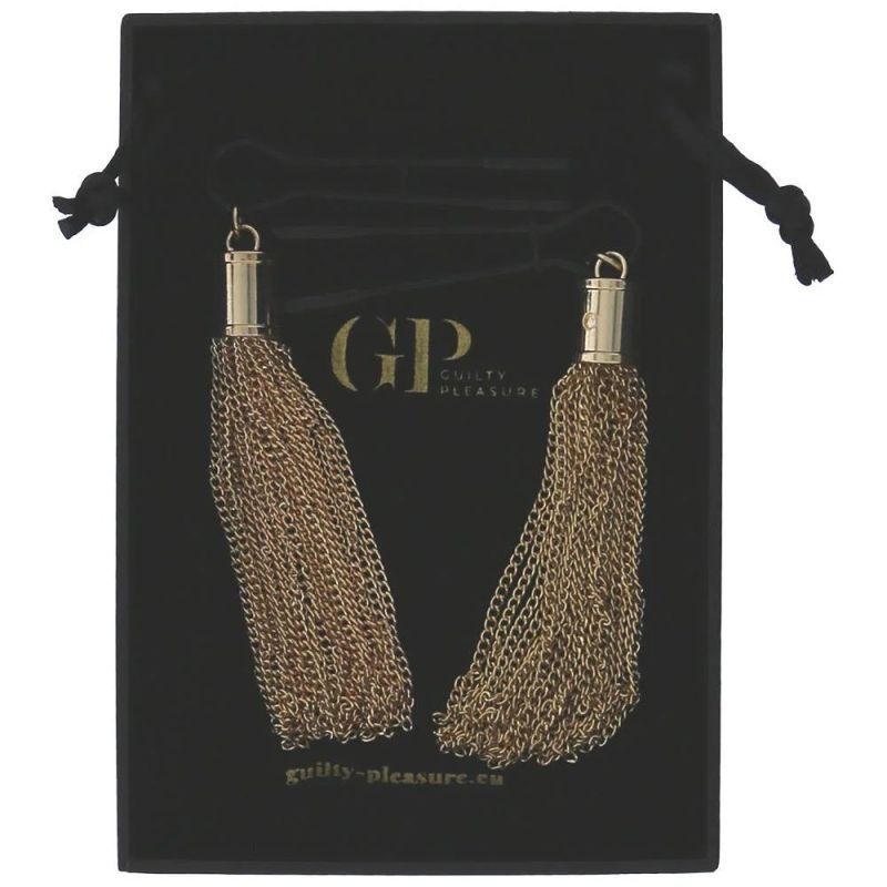 Затискачі для сосків Guilty Pleasure Tassel Tease Clamps, чорно-золоті вид 10