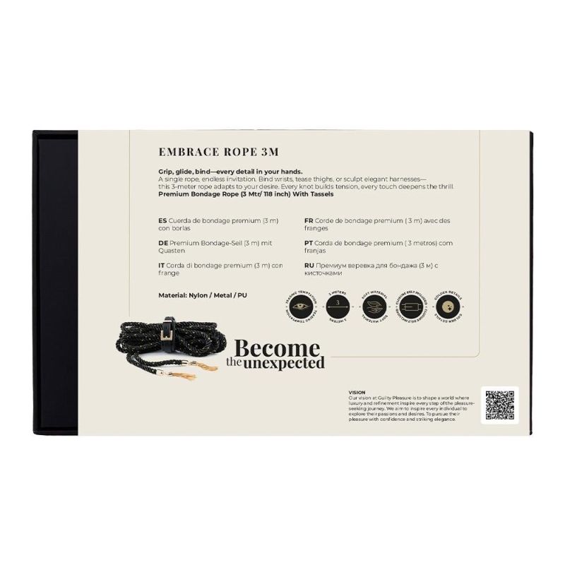 Веревка для связывания Guilty Pleasure Embrace с золотыми кистями и застежкой-ремнем, 3 м вид 8