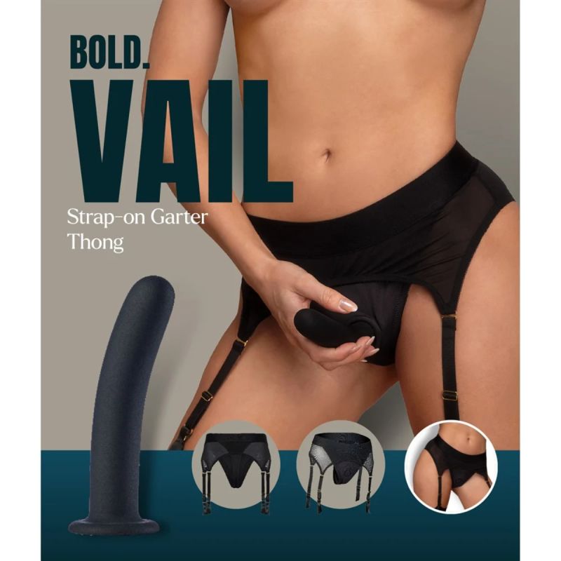 Страпон із трусиками-підв'язками Dream Toys Bold Vail, чорний, розмір S вид 3