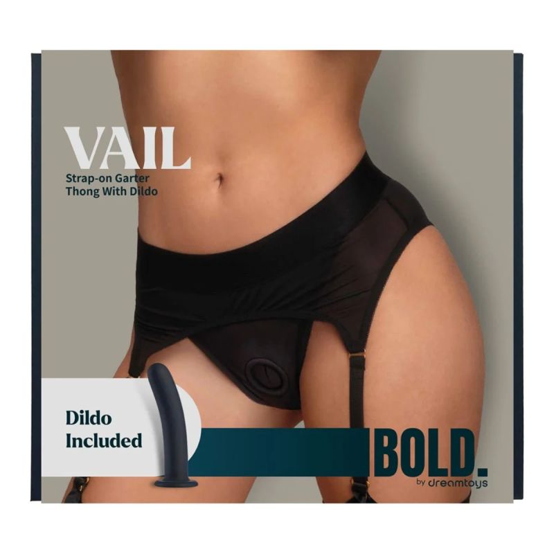 Страпон із трусиками-підв'язками Dream Toys Bold Vail, чорний, розмір S вид 11