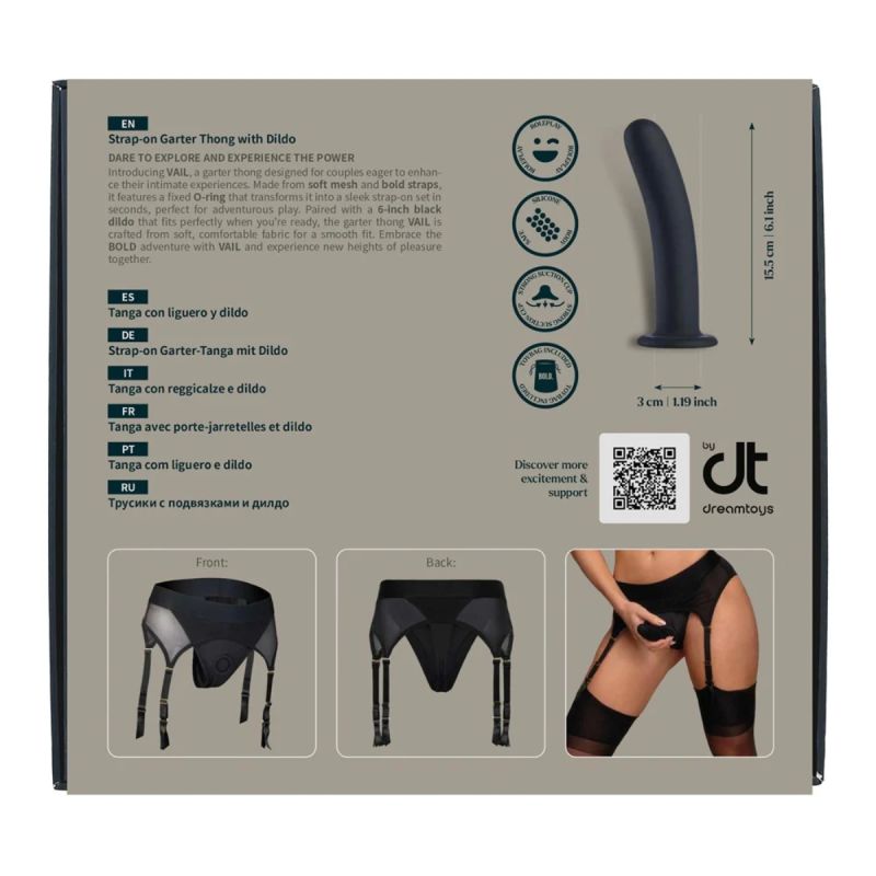 Страпон із трусиками-підв'язками Dream Toys Bold Vail, чорний, розмір S вид 13