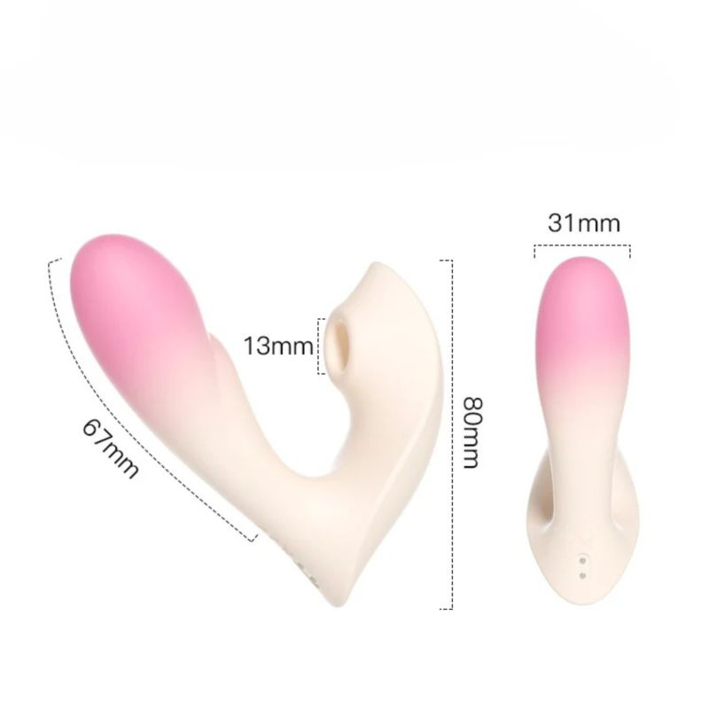 Вібратор Zemalia Youmi з фрикцією і вакуумним стимулятором для клітора + APP, градієнт рожевий вид 9