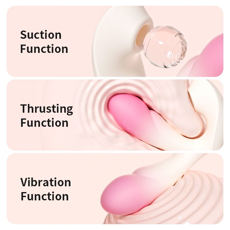 Вибратор Zemalia Youmi с фрикцией и вакуумным стимулятором для клитора + APP, градиент розовый вид 15