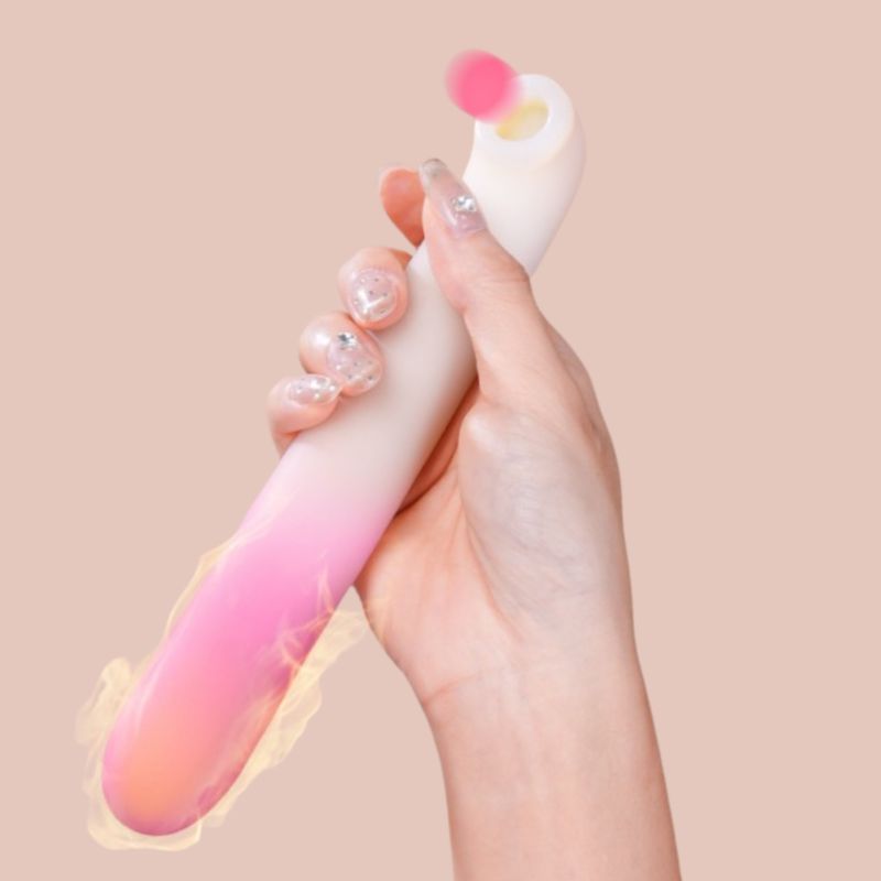 Подвійний вібратор Zemalia Arousal з фрикційною функцією та вакуумним стимулятором + додаток, градієнтний рожевий вид 4