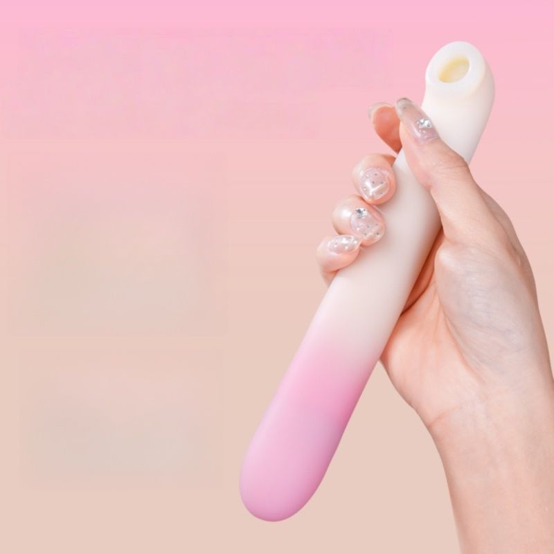 Подвійний вібратор Zemalia Arousal з фрикційною функцією та вакуумним стимулятором + додаток, градієнтний рожевий вид 6