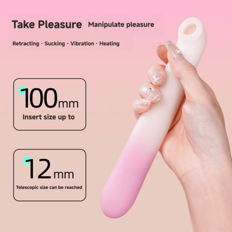 Подвійний вібратор Zemalia Arousal з фрикційною функцією та вакуумним стимулятором + додаток, градієнтний рожевий вид 12