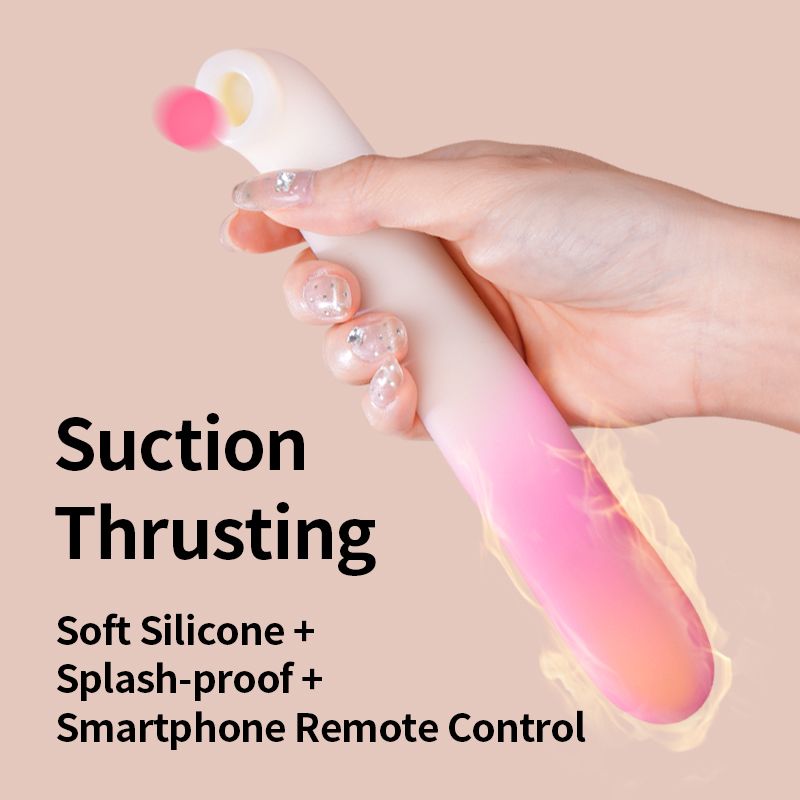 Подвійний вібратор Zemalia Arousal з фрикційною функцією та вакуумним стимулятором + додаток, градієнтний рожевий вид 19