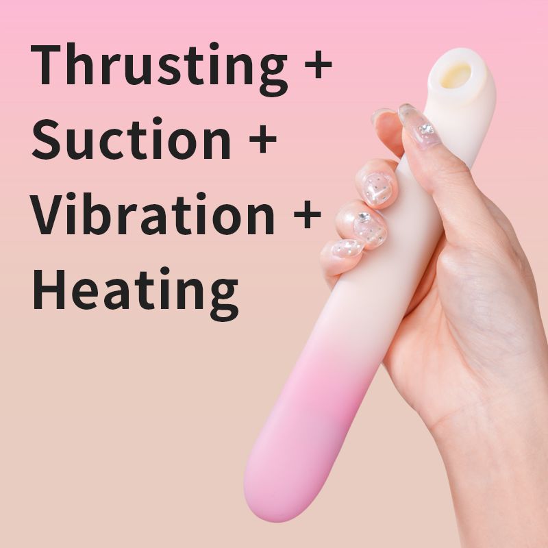 Подвійний вібратор Zemalia Arousal з фрикційною функцією та вакуумним стимулятором + додаток, градієнтний рожевий вид 22