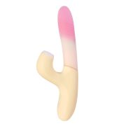 Вібратор-кролик із фрикцією Zemalia Sweet Flame та вакуумним стимулятором + APP, градієнтний рожевий