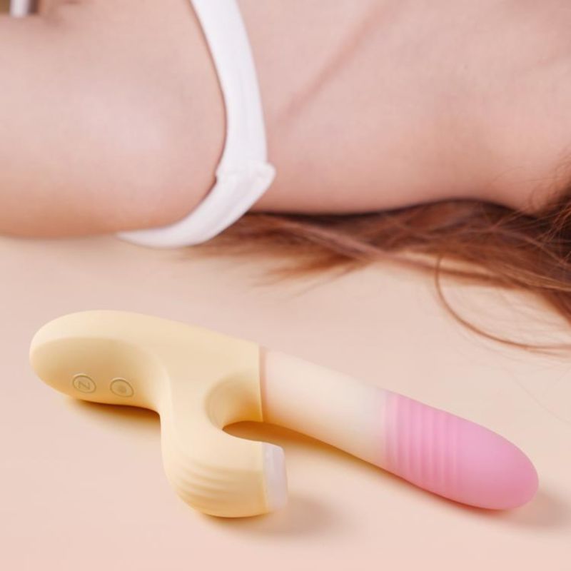 Вібратор-кролик із фрикцією Zemalia Sweet Flame та вакуумним стимулятором + APP, градієнтний рожевий вид 4